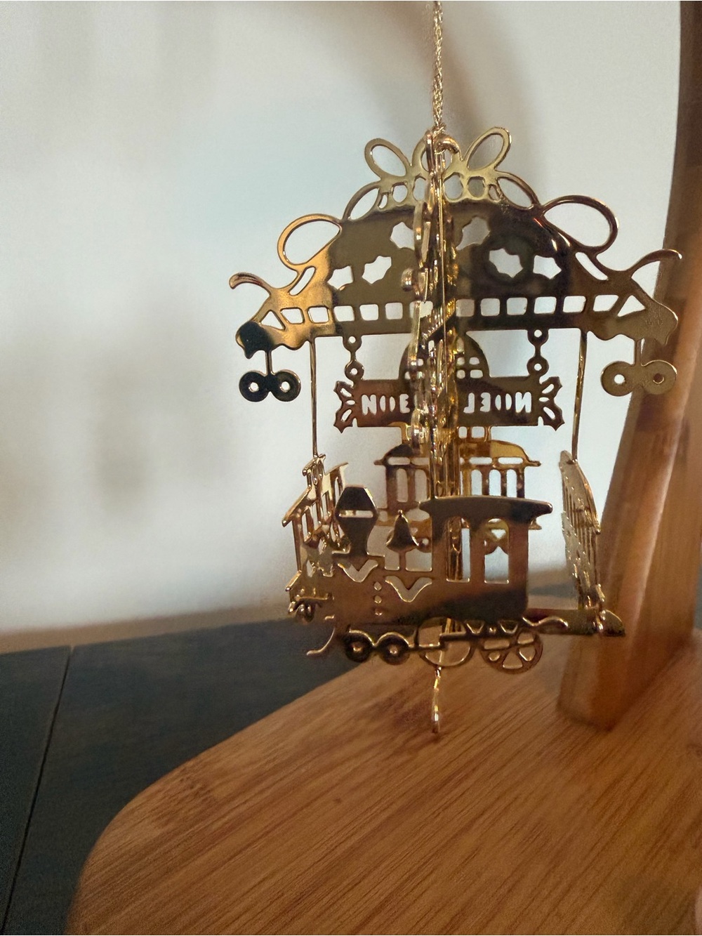 Gold Plated Hanging Train Ornament